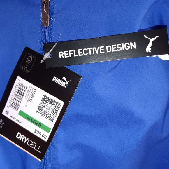 🆕Puma | Run FAV AOP Woven Jacket Royal Sapphire Blue & Green Mens Size Large - Picture 11 of 15